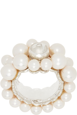 White & Silver Pearl Mix Ring