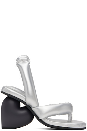 Silver & Black Love Heeled Sandals