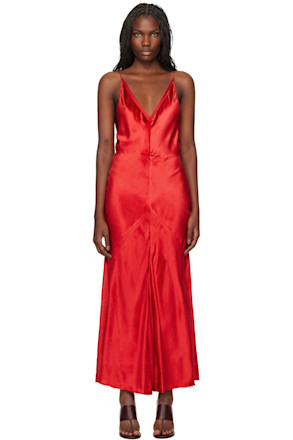Red Brigita Slip Maxi Dress