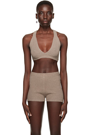 Taupe Rib Triangle Bralette