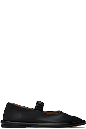 Black Ruche Ballerina Flats