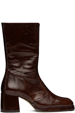 Brown Cass Patent Boots