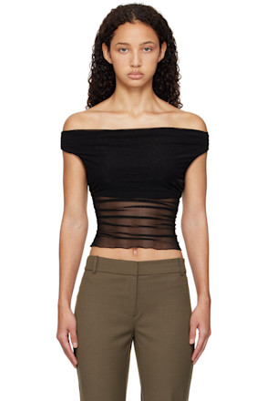 Black Pia Off Shoulder Tank Top