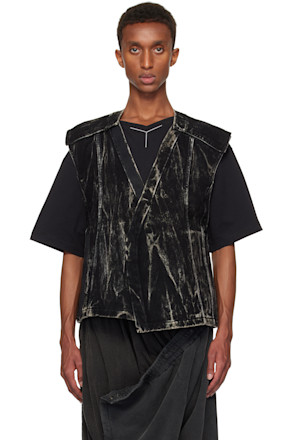 Black Vertical Whiskers Velcro Denim Vest