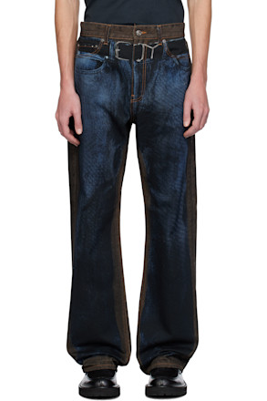 Brown & Blue 'YP' Trompe L'oeil Jeans