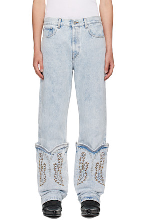 SSENSE Exclusive Blue Cowboy Cuff Jeans