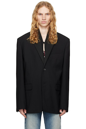 Black Draped Lapel Blazer