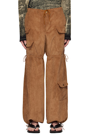 SSENSE Exclusive Brown Cord Drawstring Cargo Pants