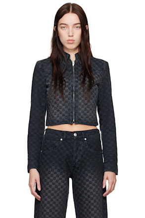 Black Jacquard Monogram Denim Jacket
