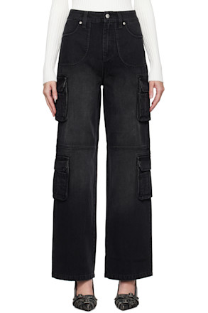 Black Washed Cargo Jeans