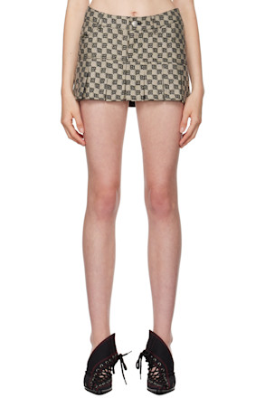 Gray Monogram Pleated Miniskirt