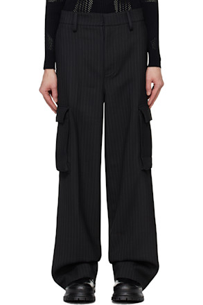 Black Office Pinstripe Tailored Trousers
