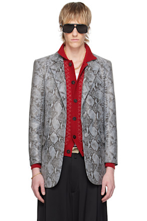SSENSE Exclusive Gray Leather Blazer