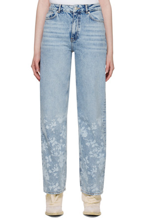 Blue Flower Print Jeans