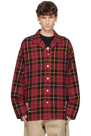 Burgundy Plaid Shirt Jacket