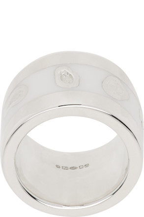 Silver & White Island Texture Band Ring