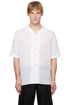 White Short Sleeve Bowling Shirt
