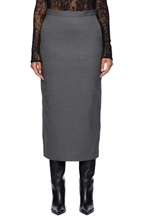 Gray Suiting Midi Skirt