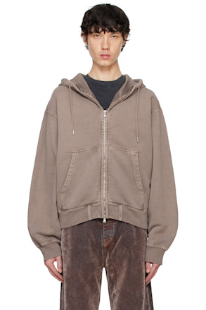 Brown Bubble Zip Hoodie