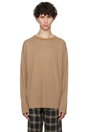 Brown Exposed Seam Long Sleeve T-Shirt