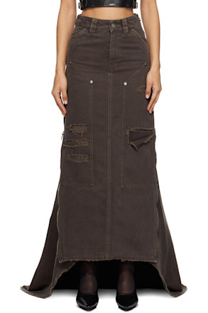 Brown Workwear Maxi Skirt
