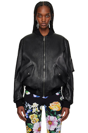 Black Nappa Leather Bomber Jacket