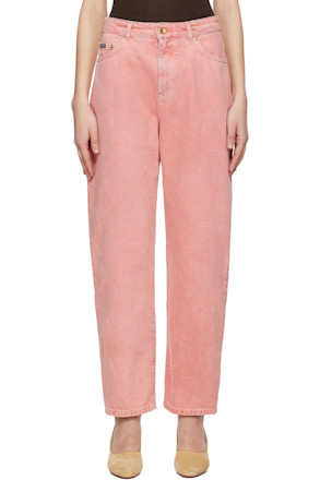 Pink Five Pockets Regular Waist Jeans