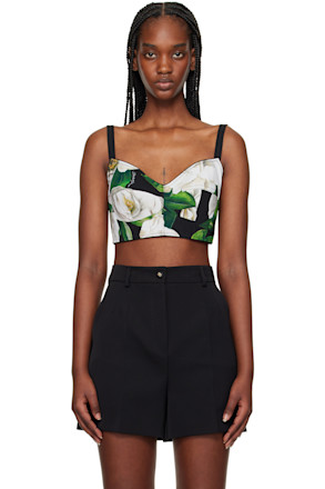 Black Gardenia Print Tank Top