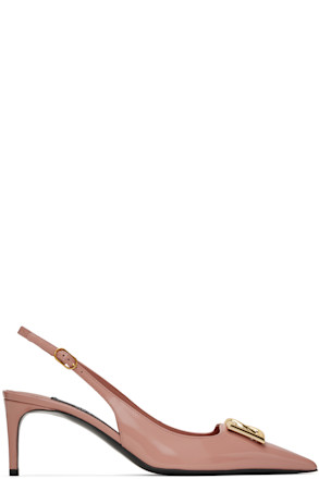 Pink Polished Calfskin Slingback Heels