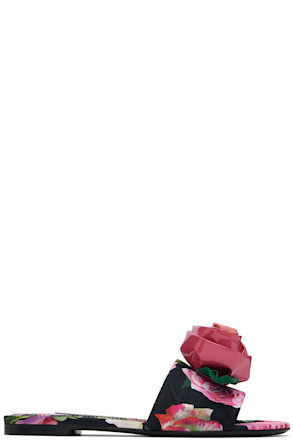 Pink & Black Rose Sandals