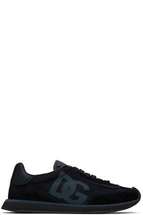 Black Mixed-Material 'DG' Cushion Sneakers