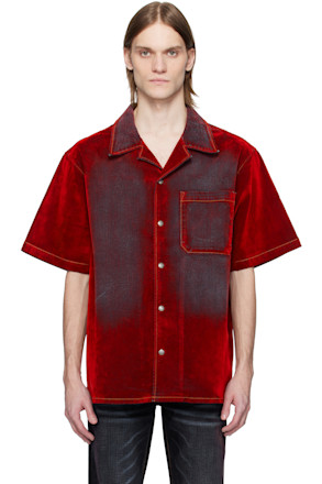 Red Robbie Stretch Suede Denim Shirt
