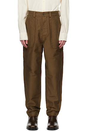 Brown Faille Cargo Pants
