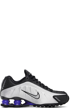Black & Silver Shox R4 Sneakers