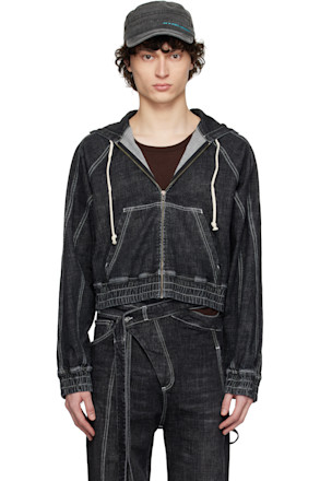 Black Multiline Denim Jacket