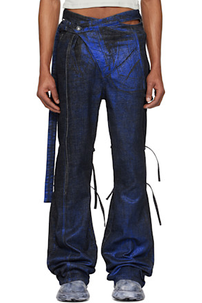 SSENSE Exclusive Black & Blue Signature Wrap Denim Jeans