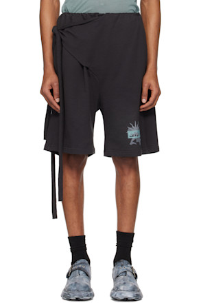 Black Wrap Track Shorts