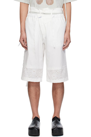 White Baggy Cargo Shorts