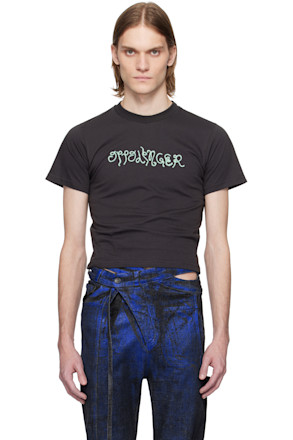 Black Fitted Puff Paint T-shirt