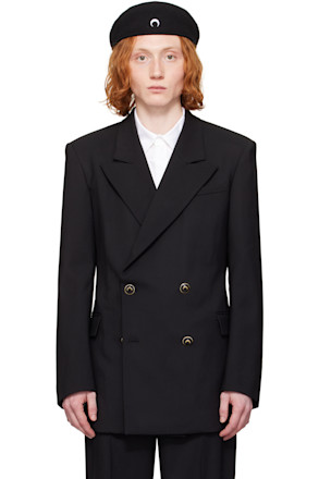 Black Virgin Wool Twill Fitted Blazer