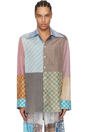 Multicolor Regenerated Silk Scarves Lapel Collar Shirt