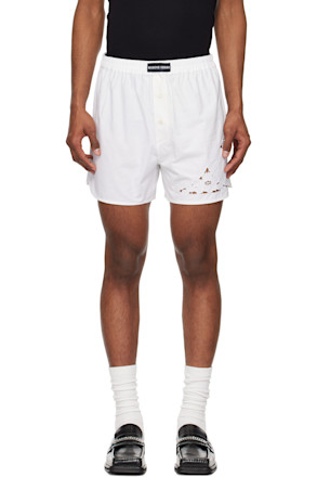 White Regenerated Household Linen Shorts
