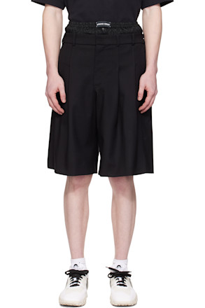Black Virgin Wool Twill Shorts