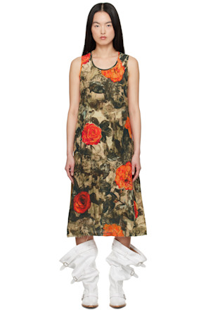 Khaki Sleeveless Midi Dress