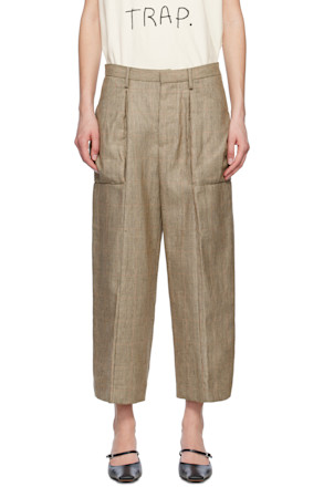 Brown Pleated Pocket Trousers