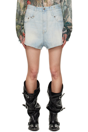 Blue Straight Double Loop Venti Denim Shorts