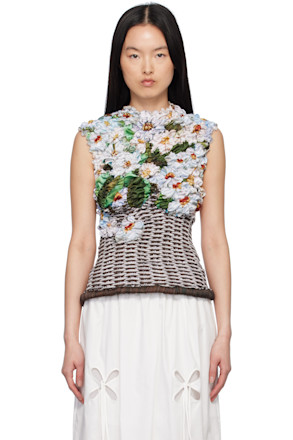 Multicolor Basket White Blossom Tank Top