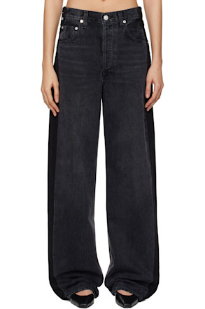 Black Ayla Baggy Tuxedo Stripe Jeans
