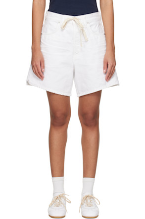 White Brynn Drawstring Denim Shorts