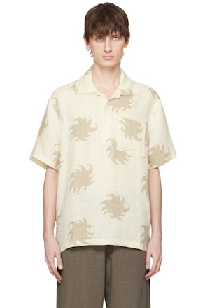 Off-White & Beige Hazel Ember Girona Linen Polo